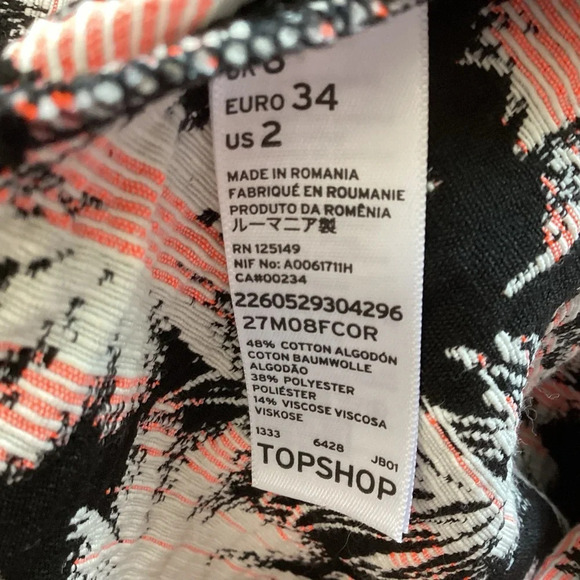 Topshop Tropical Palm Tree Skirt Size 2 - Picture 8 of 9